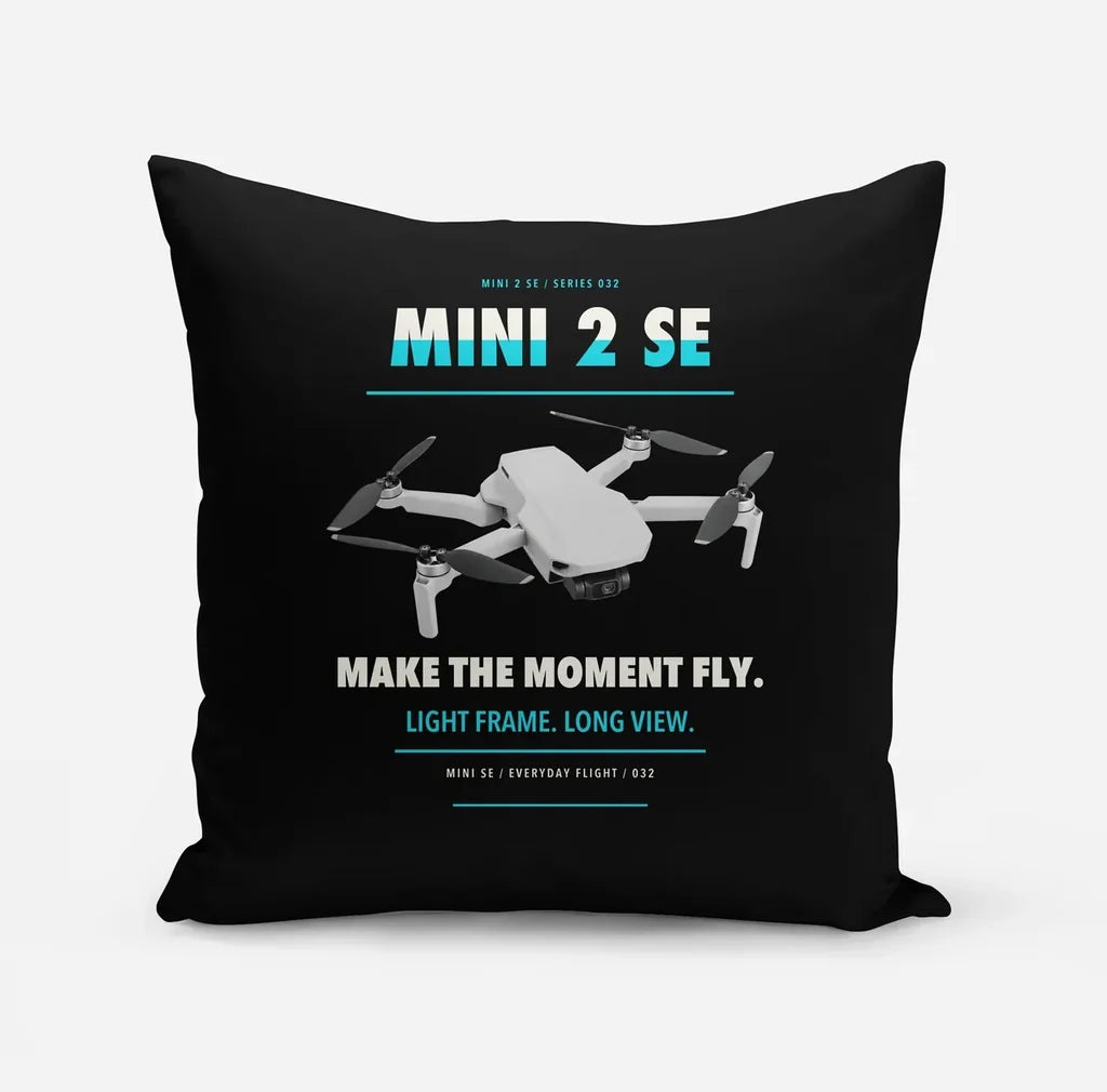 DJI Mini 2 SE design on black pillow