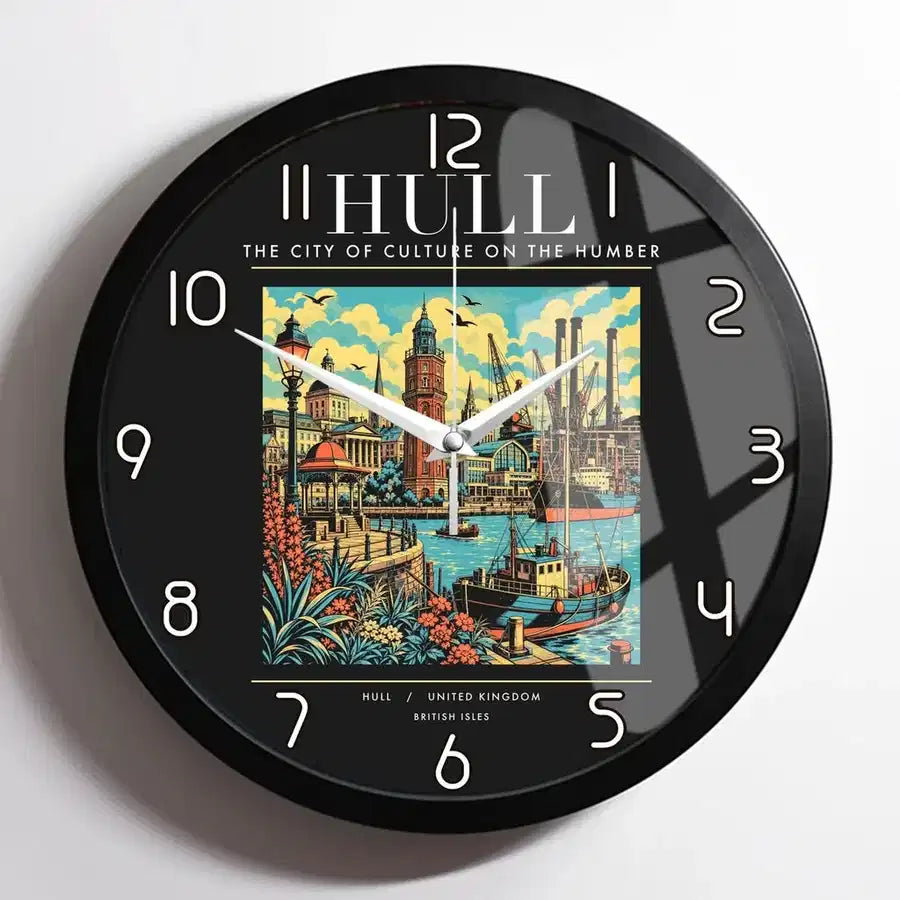 HULL - Poster - Wall Clock Framed - Black