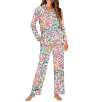 Thumbnail for Passport Stamps women button pajamas - view 1