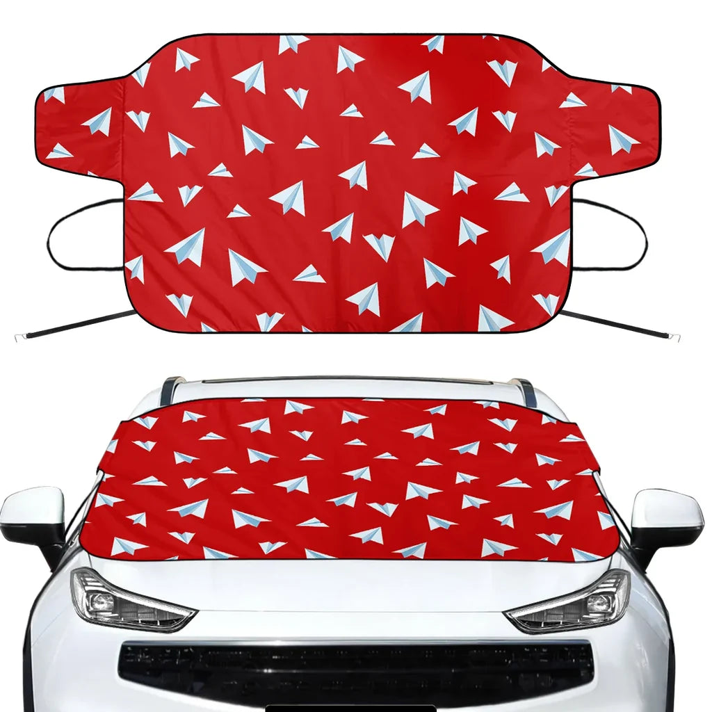Paper Airplanes (Red) Car aviation design on car windshield cover.