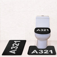 Thumbnail for Airbus A321 Flat Text Toilet Seat Cover Three-piece aviation print on soft fabric toilet seat cover set.