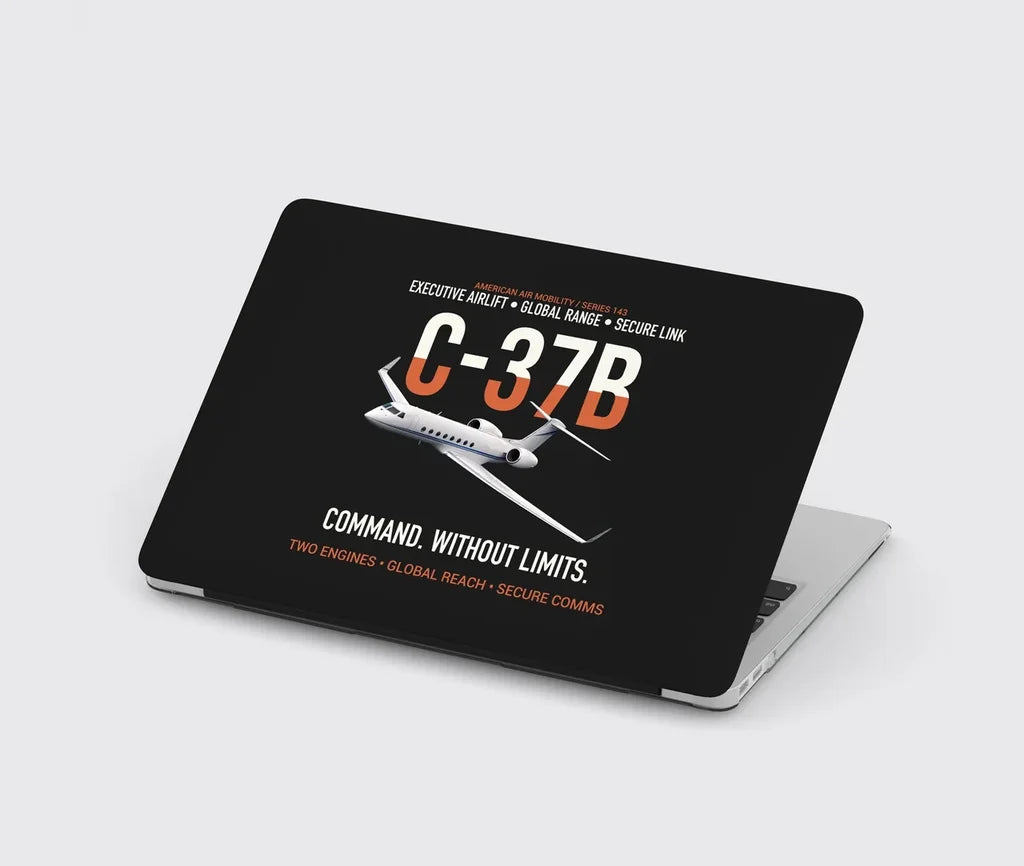 C-37B Global Command Link design on black MacBook case