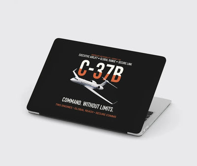C-37B Global Command Link design on black MacBook case