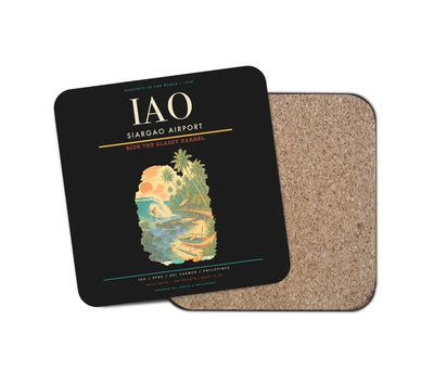 Siargao Airport (IAO) design on black 1 piece coaster