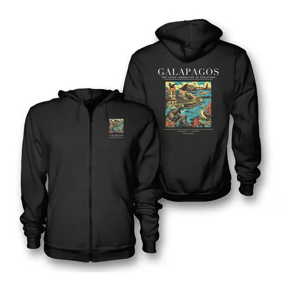 GALAPAGOS - Poster - Zipped Hoodie - Black