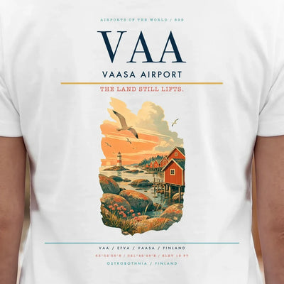 Vaasa Airport (VAA) double-side t-shirt design close-up cover
