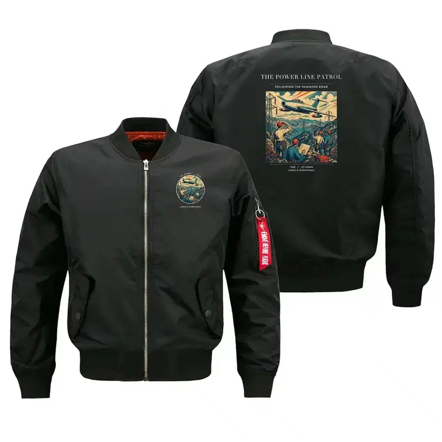 VINTAGE G4484 - The Power Line Patrol - Bomber Jacket design on black