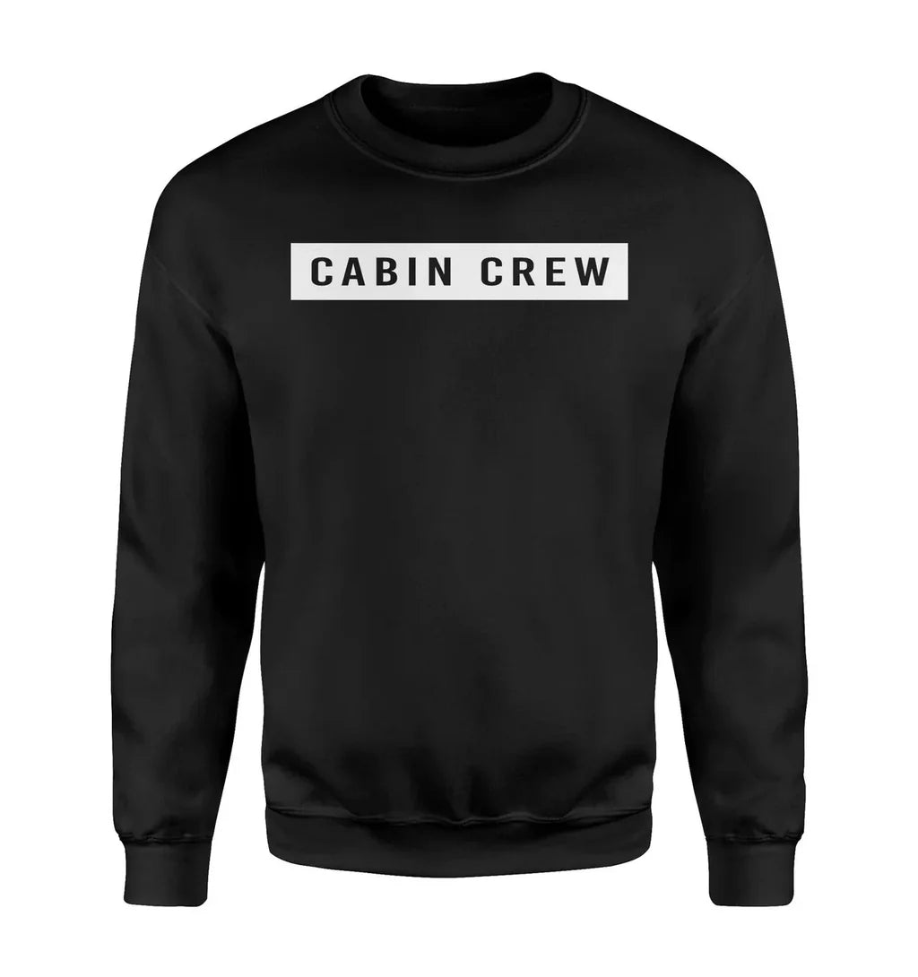 Cabin Crew Text aviation design printed on soft cotton blend sweatshirt.