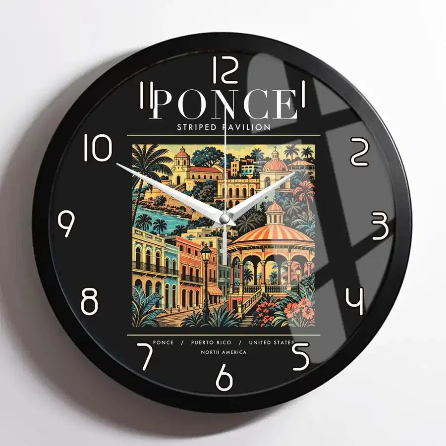 PONCE - Poster - Wall Clock Framed - Black