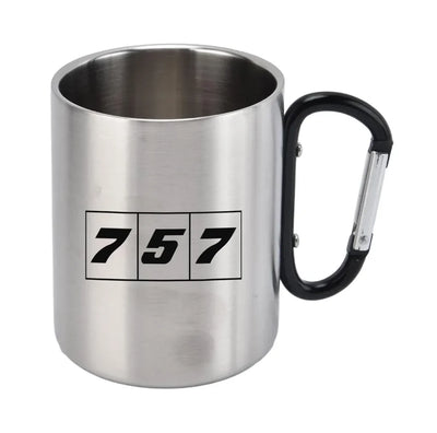 Flat Colourful 757 aviation design on outdoor mug, durable insulated construction.