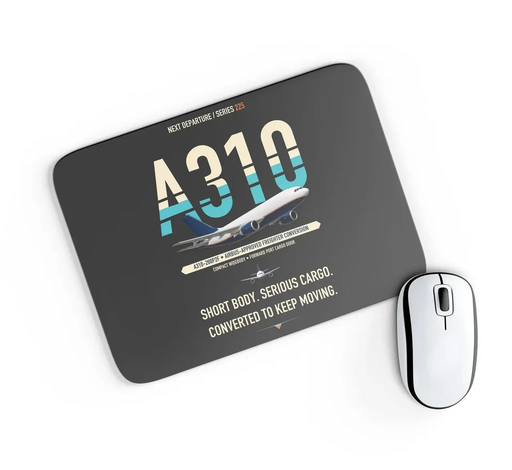 Airbus A310-200P2F design on black rectangle mouse pad