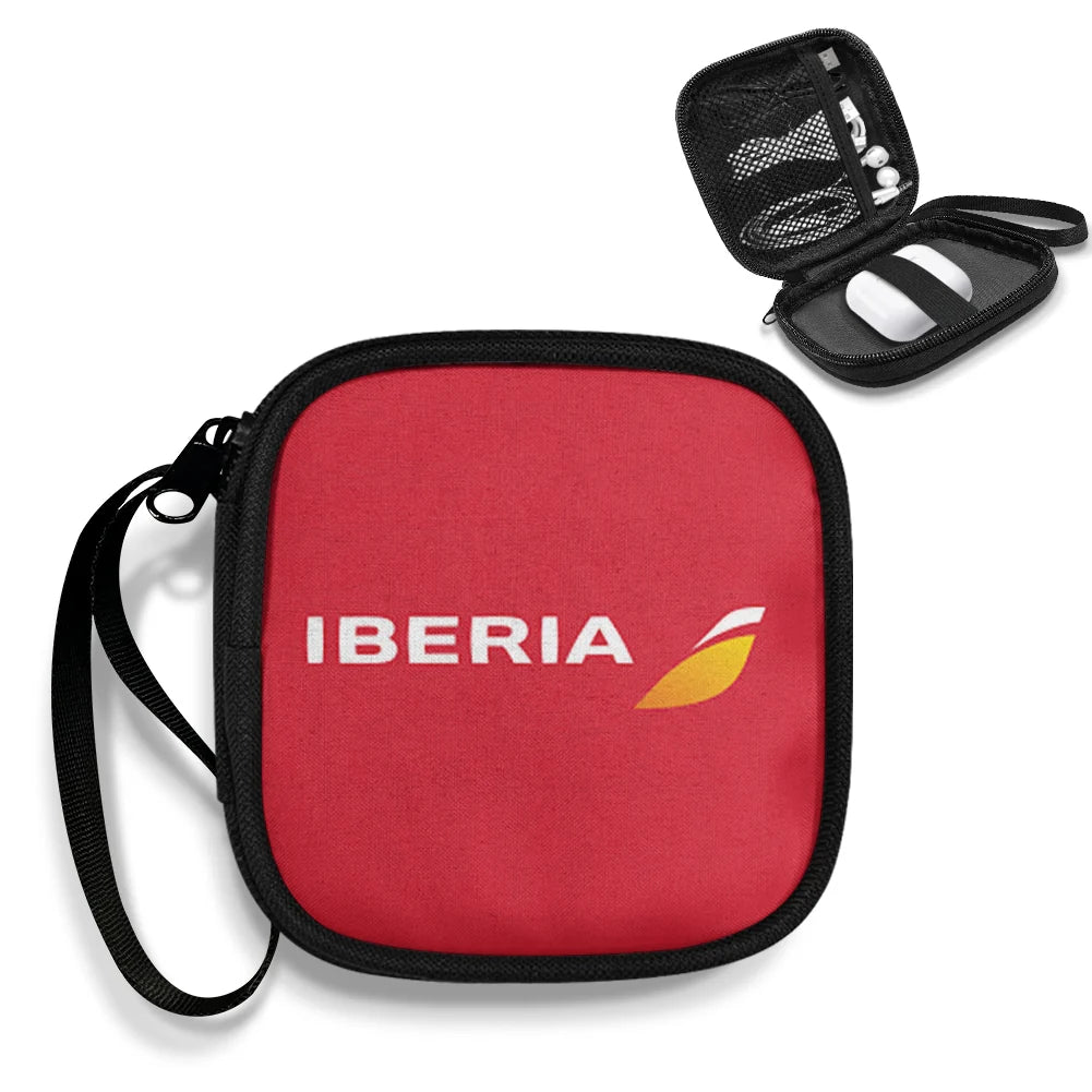 Iberia Airlines Portable aviation design portable headphone bag, padded polyester construction.