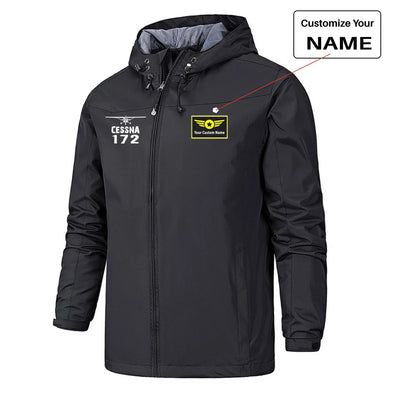 Cessna 172 & Plane Rain Jackets & Windbreakers aviation design printed on waterproof shell with sealed seams small-logo rain.