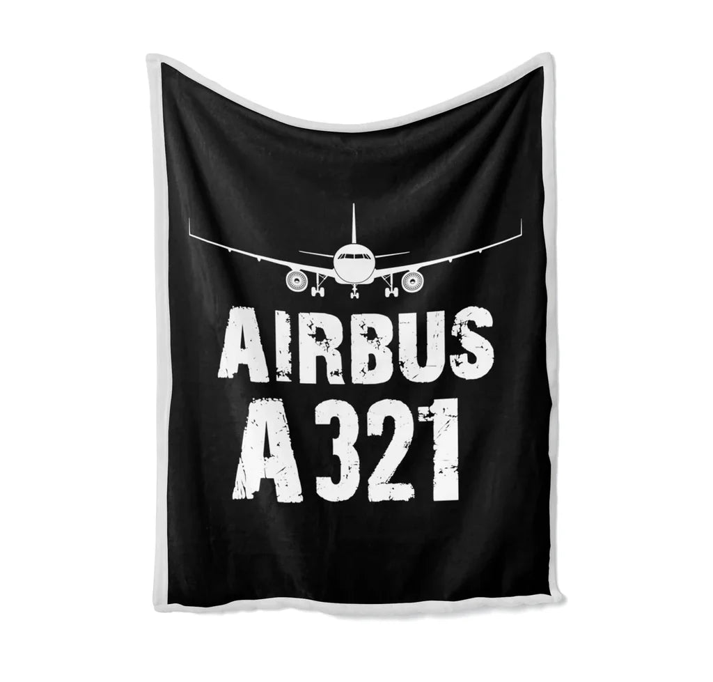Airbus A321 & Plane Bed Blankets & aviation print on soft fleece blanket.