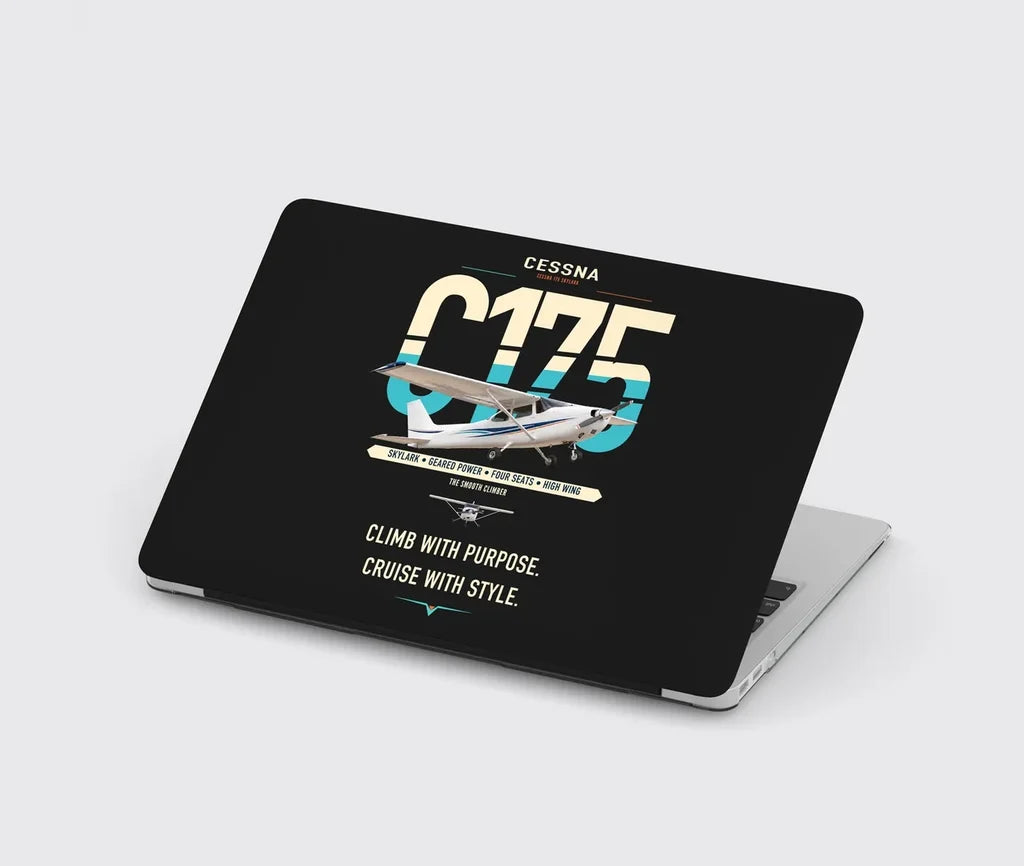 Cessna 175 Skylark design on black MacBook case