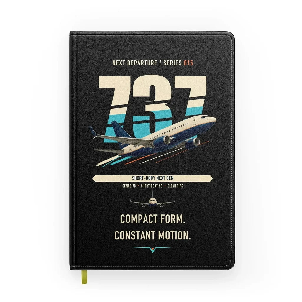Boeing 737-700 NG design on black notebook
