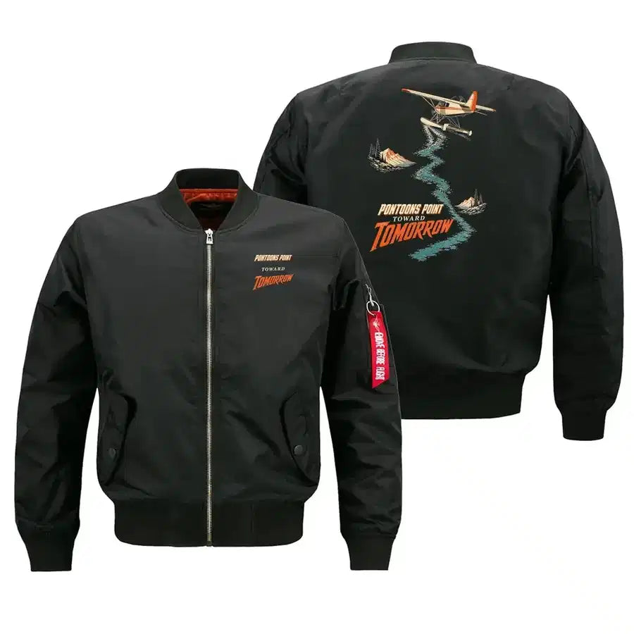 SIGNAL 586 - Pontoons Point Toward Tomorrow - Bomber Jacket design on black bomber jacket