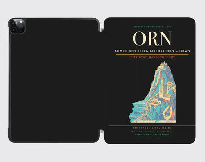 Ahmed Ben Bella Airport (ORN) design on black ipad tablet case