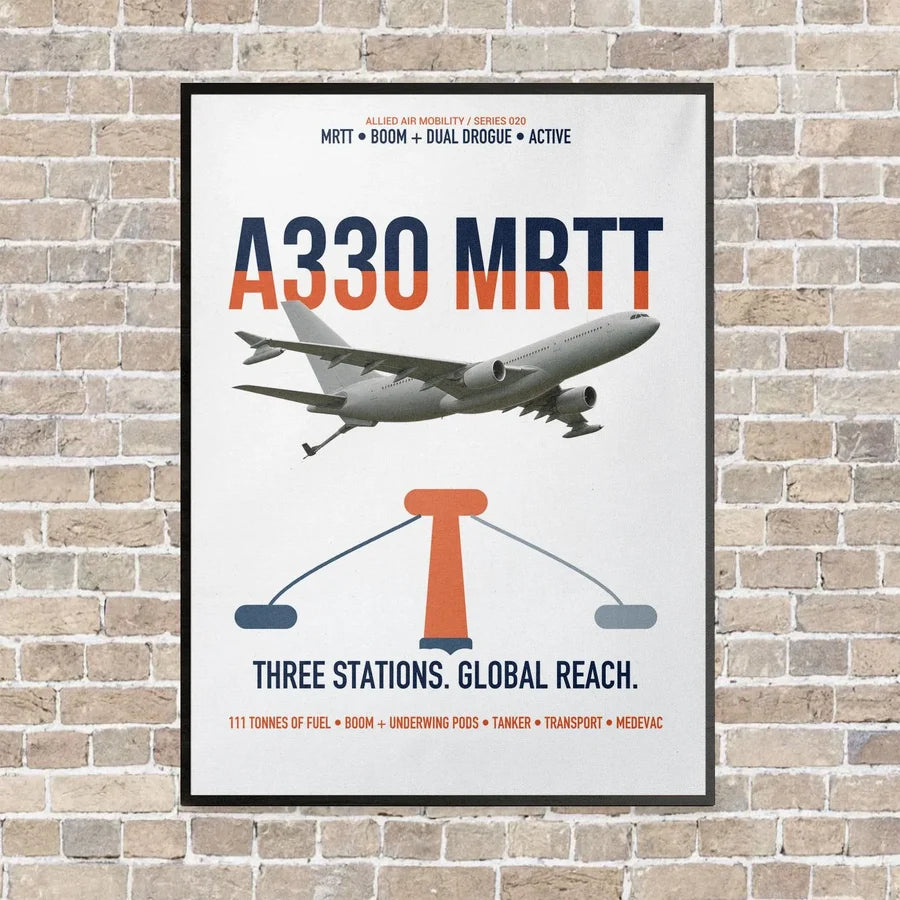 Airbus A330 MRTT vertical canvas print - framed - white background