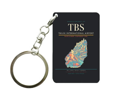 Tbilisi International Airport TBS Key Chain design on black key chain
