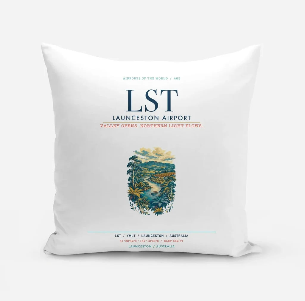 Launceston Airport (LST) design on white pillow