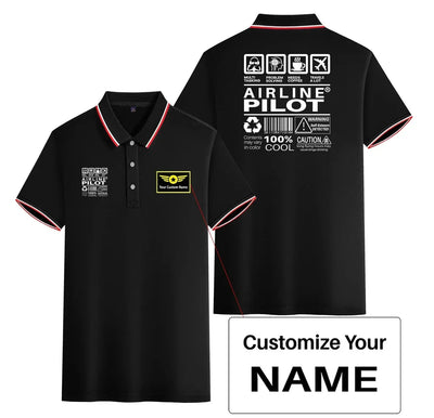 Airline Pilot Label Stylish Polo T-Shirts (Double-Side) aviation design printed on soft cotton stylish double-side polo.