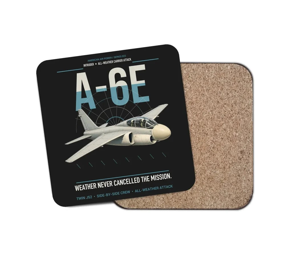 A-6E Intruder design on black 1 piece coaster