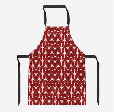 Perfectly Sized Seamless Airplanes Red aviation design on durable cotton blend kitchen apron.