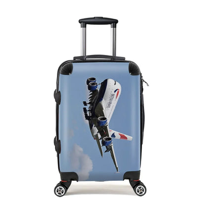 Landing British Airways A380 Cabin Size aviation luggage in durable shell.