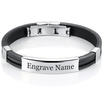 Side view of 5 Colours aviation bracelet in polished metal, polished finish.