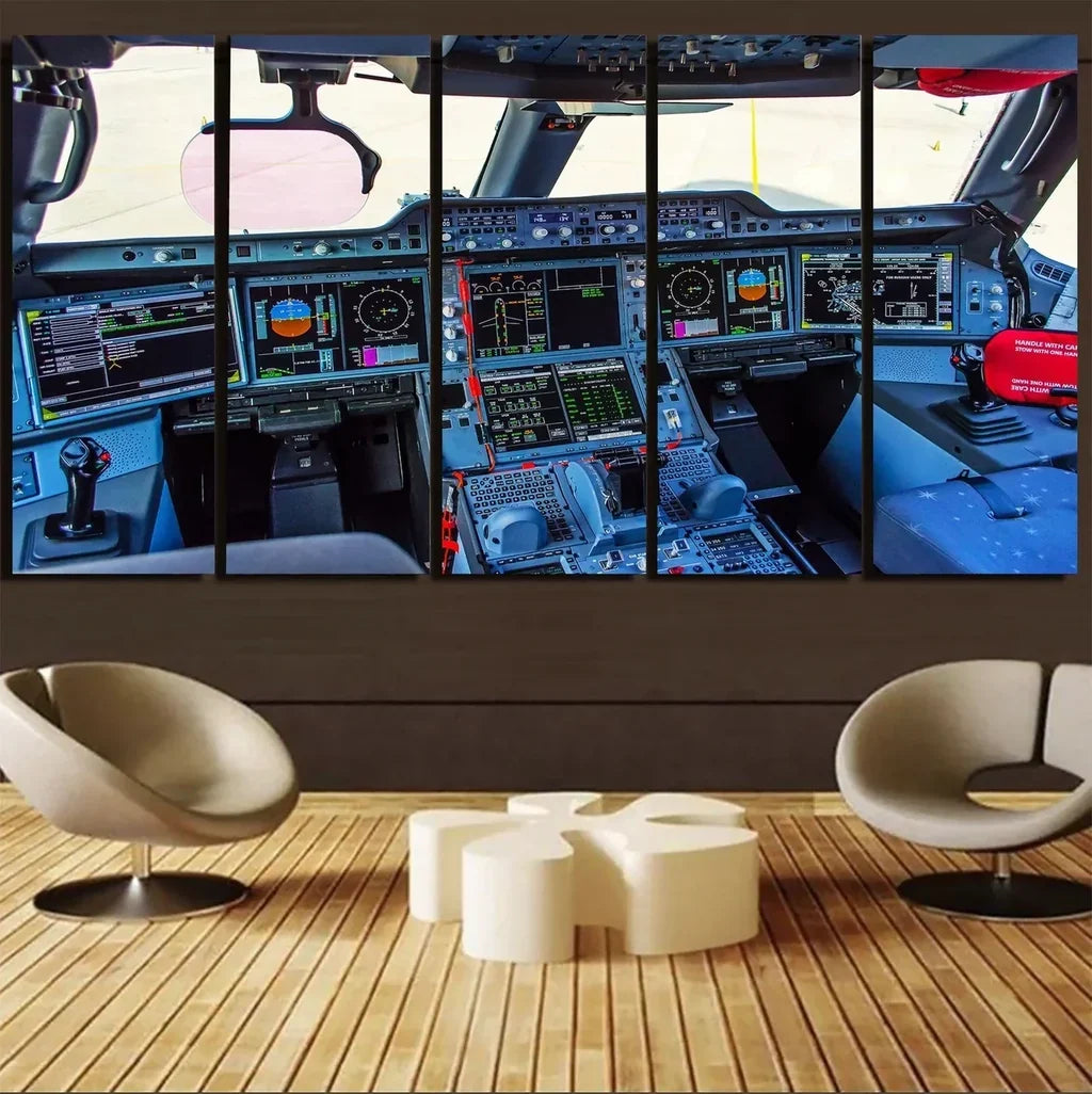 Airbus A350 Cockpit canvas - 5 Pieces