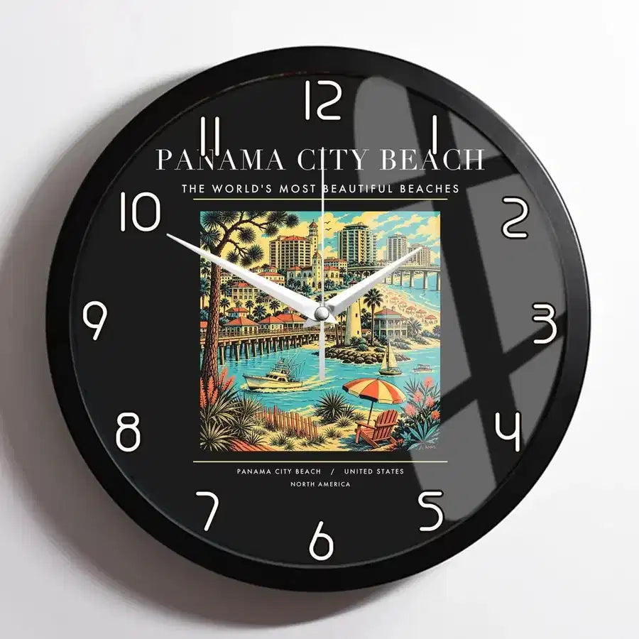 PANAMA CITY BEACH - Poster - Wall Clock Framed - Black