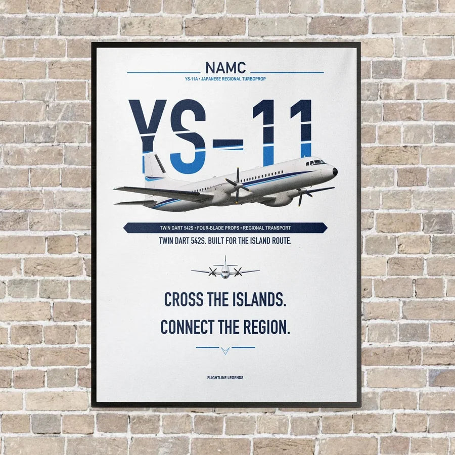 NAMC YS-11A vertical canvas print - framed - white background