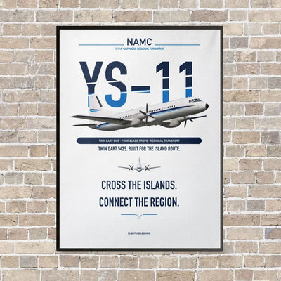 NAMC YS-11A vertical canvas print - framed - white background