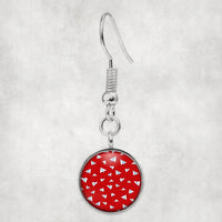 Thumbnail for Side view of Paper Airplanes (Red) aviation earrings in hypoallergenic alloy, polished finish.