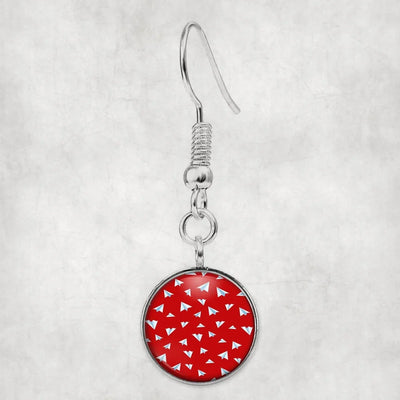 Side view of Paper Airplanes (Red) aviation earrings in hypoallergenic alloy, polished finish.
