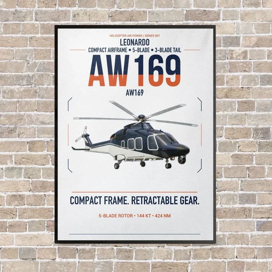 Leonardo AW169 vertical canvas print - framed - white background