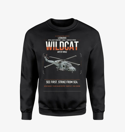 Leonardo AW159 Wildcat HMA2 design on black sweatshirt