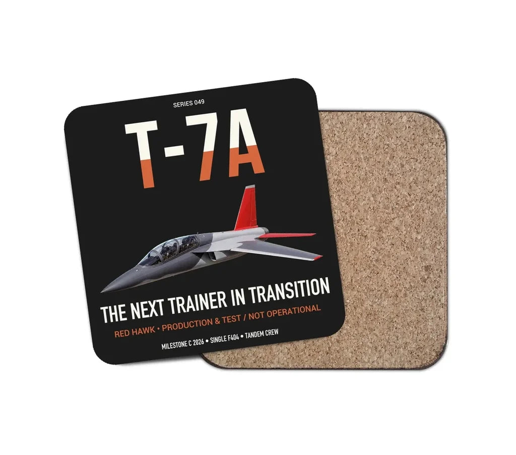 T-7A Red Hawk design on black 1 piece coaster