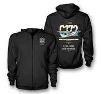 Thumbnail for Cessna 172 Skyhawk design on black premium zipped hoodie, double-side print