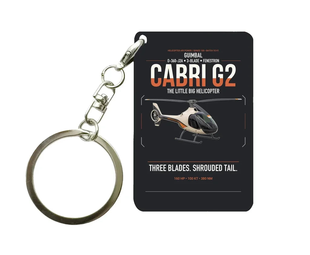 Guimbal Cabri G2 design on black designed key chain, double-side print
