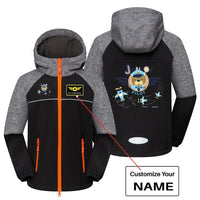 Thumbnail for Junior aviation design printed on warm polar fleece kids' polar jacket.