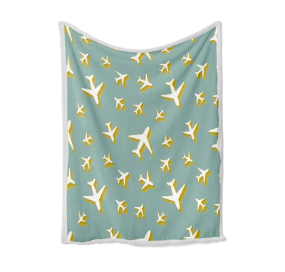 Mixed Size Airplanes Bed Blankets & aviation print on soft fleece blanket.
