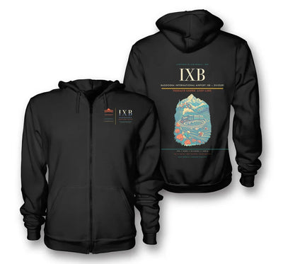 Siliguri Airport (IXB) design on black premium zipped hoodie