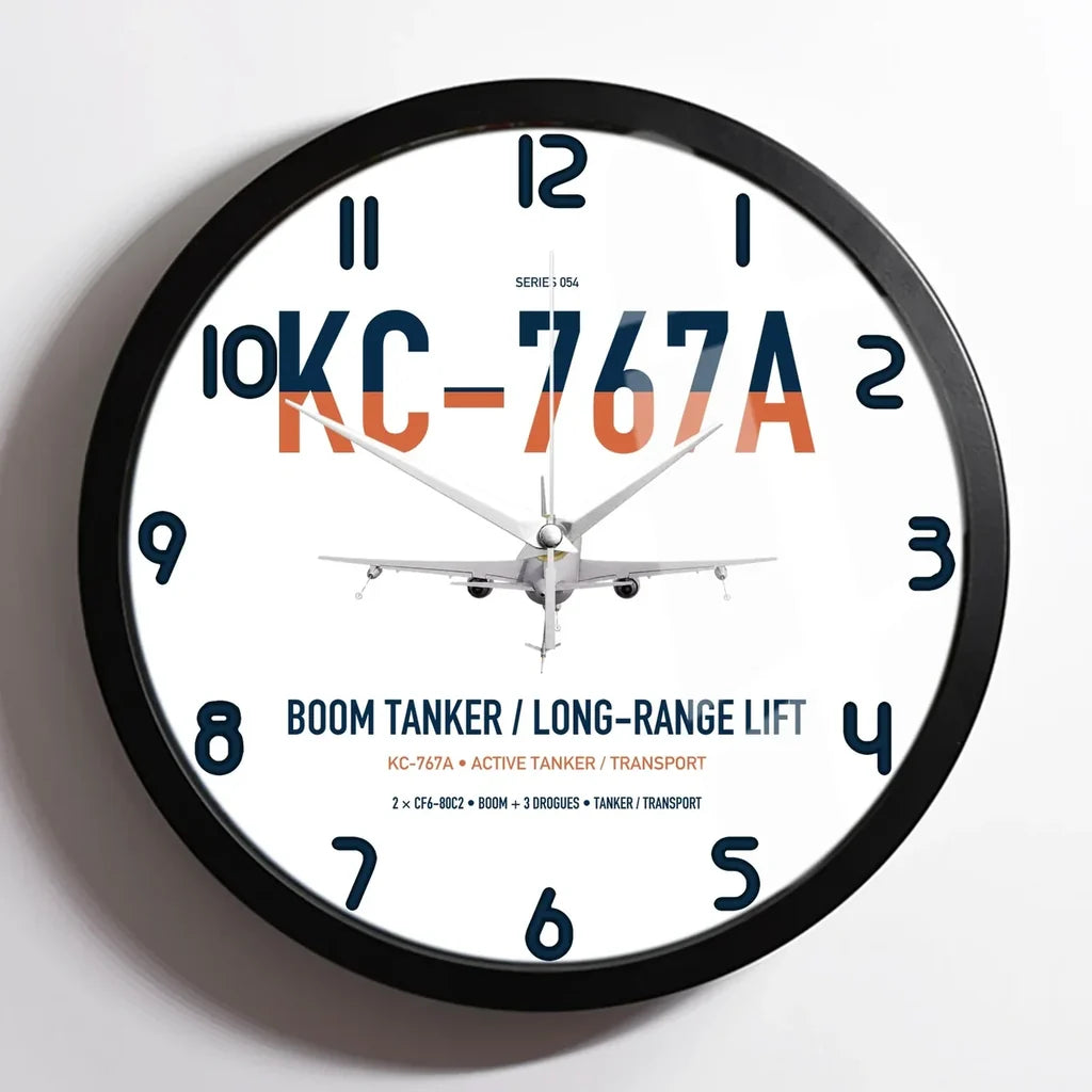 Boeing KC-767A design on white framed wall clock