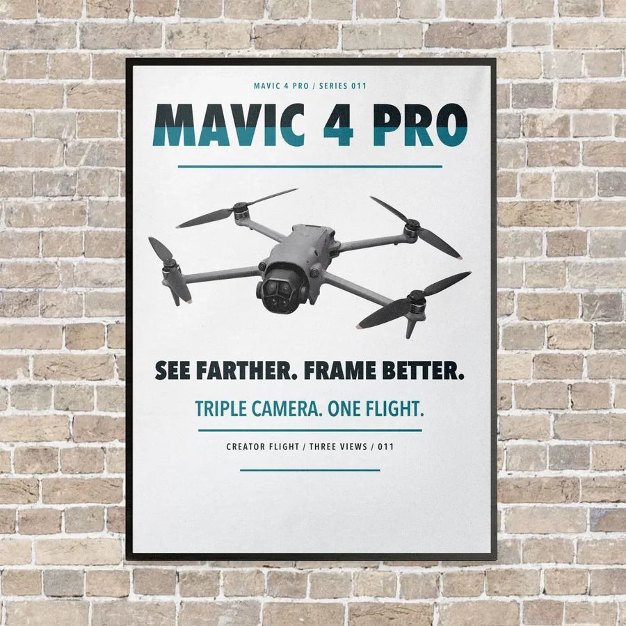 DJI Mavic 4 Pro vertical canvas print - framed - white background