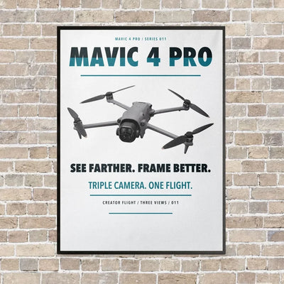 DJI Mavic 4 Pro vertical canvas print - framed - white background