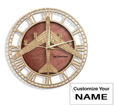 Boeing B-52 Stratofortress aviation design on premium wood wooden wall clock.