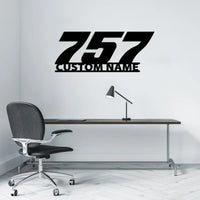 Thumbnail for Boeing 757 Flat Text aviation design on durable metal with painted finish metal wall sign.