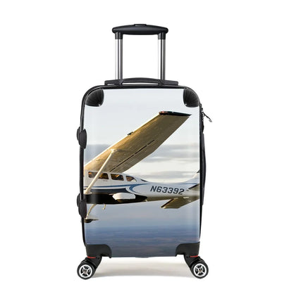 Cruising Cessna Cabin Size aviation print luggage, durable shell.